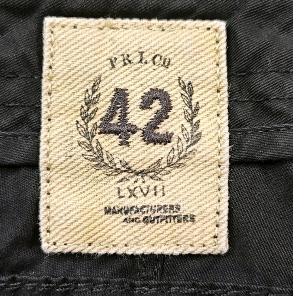 Vtg 90s Polo Ralph Lauren Baggy Wide Leg Cargo Shorts 42/44 Black Field Utility - Picture 12 of 14